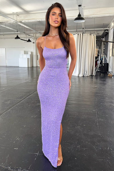 Alina Sequin Maxi Dress - Lilac
