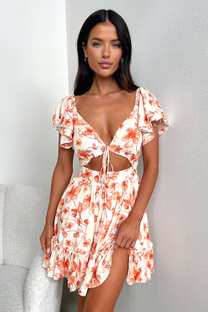 Arielle Dress - Orange Floral