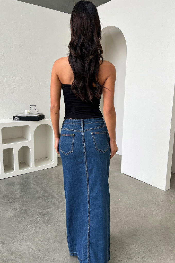 Tahnee Denim Maxi Skirt - Dark Blue