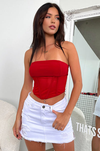 Mabel Mini Skirt - White Denim